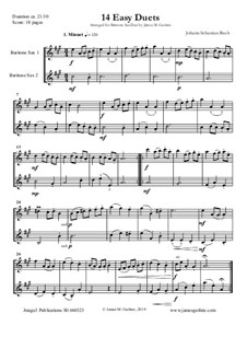 14 Easy Duets: For Baritone Saxophones by Johann Sebastian Bach