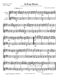14 Easy Duets: For Clarinet & Alto Clarinet by Johann Sebastian Bach
