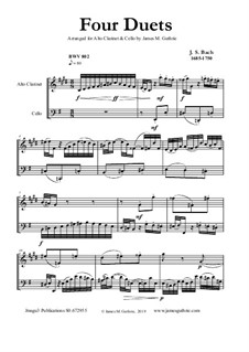 Clavier-Übung (Teil III). Vier Duette, BWV 802–805: For alto clarinet and cello by Johann Sebastian Bach