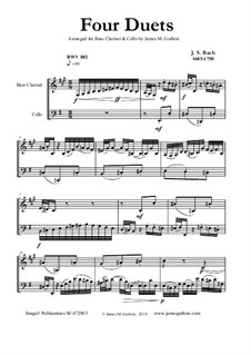 Clavier-Übung (Teil III). Vier Duette, BWV 802–805: For bass clarinet and cello by Johann Sebastian Bach