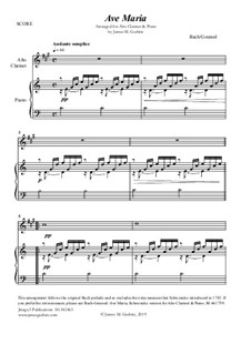 Ave Maria (Instrumental Version – Duets): For Alto Clarinet & Piano by Johann Sebastian Bach, Charles Gounod