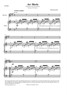 Ave Maria (Instrumental Version – Duets): For Alto Sax & Piano by Johann Sebastian Bach, Charles Gounod