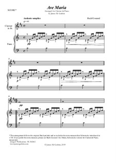 Ave Maria (Instrumental Version – Duets): For Clarinet & Piano by Johann Sebastian Bach, Charles Gounod
