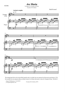 Ave Maria (Instrumental Version – Duets): For Trumpet & Piano by Johann Sebastian Bach, Charles Gounod
