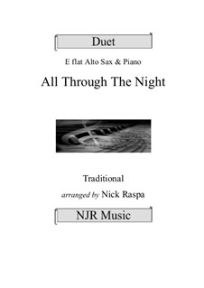 All Through the Night: For alto sax and piano (jazz intermediate) by folklore