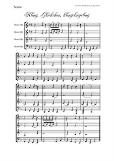 Kling Glöckchen klingelingeling: Für Horn Quartett by folklore