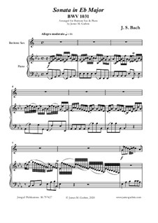 Sonate für Flöte und Cembalo Nr.2 in Es-Dur, BWV 1031: For Baritone Sax and Piano by Johann Sebastian Bach