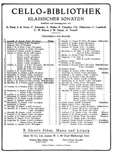 Sonate für Cello und Basso Continuo in D-Dur: Bearbeitung für Cello und Klavier by Pietro Locatelli