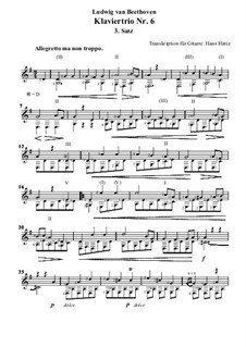 Trio für Violine, Cello und Klavier Nr.6, Op.70 No.2: Satz III, für Gitarre by Ludwig van Beethoven