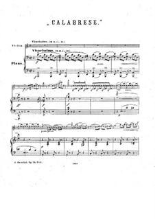 Sechs Charakterstücke. Calabrese, Op.34 No.6: Partitur für Violin und Klavier by Antonio Bazzini