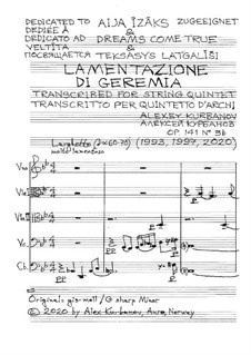 Lamentazione di Geremia, Op.141 No.3b: Lamentazione di Geremia by Alexey E. Kurbanov