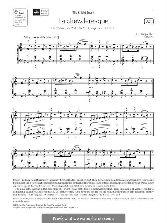 No.25 Spirit of Chivalry (La Chevaleresque): Für Klavier by Johann Friedrich Burgmüller