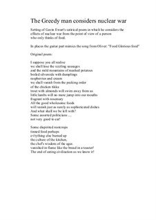 The greedy man considers nuclear war: Für Klarinette und Gitarre by David W Solomons