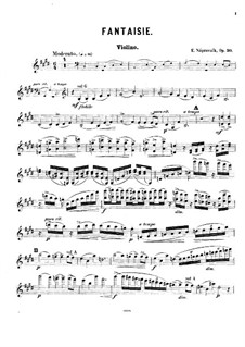Fantasie in E-Dur, Op.30: Für Violine und Klavier – Violinstimme by Eduard Napravnik