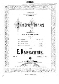 Vier Stücke für Violine und Klavier, Op.64: Partitur by Eduard Napravnik