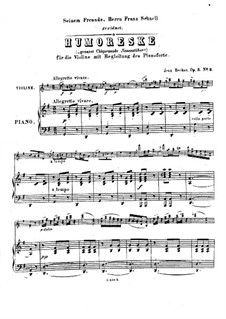 Humoreske für Violine und Klavier, Op.3 No.2: Partitur by Jean Becker