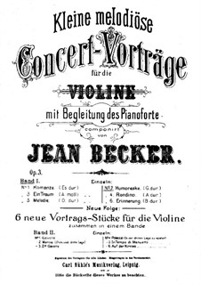 Humoreske für Violine und Klavier, Op.3 No.2: Solostimme by Jean Becker