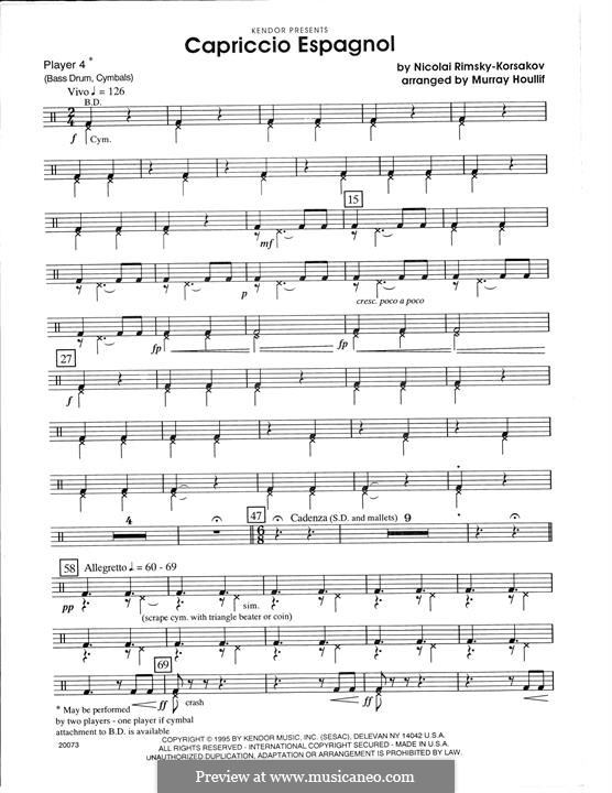 Spanisches Capriccio, Op.34: For percussion – Percussion 4 by Nikolai Rimsky-Korsakov