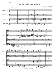 Variations on 'I saw three ships come sailing in': For clarinet quartet by folklore