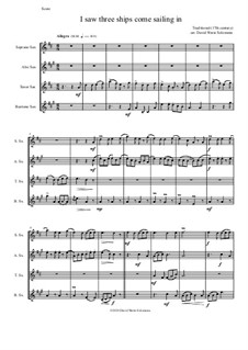 Variations on 'I saw three ships come sailing in': For saxophone quartet by folklore