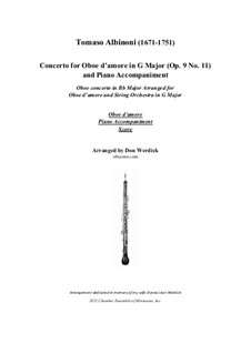 Concerto No.11 in B Flat Major: Version for oboe d'amore and strings (G Major) by Tomaso Albinoni