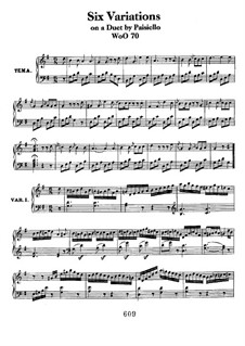 Sechs Variationen über 'Nel cor più non mi sento' aus 'La Molinara' von G.Paisiello, WoO70: Für Klavier by Ludwig van Beethoven