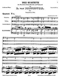 Drei Klavierquartette, WoO 36: Quartet No.1 by Ludwig van Beethoven