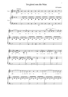 Tre giorni son che Nina: Für Stimme und Klavier by Giovanni Battista Pergolesi