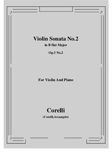 Sonate Nr.2: Bearbeitung für Violine und Klavier by Arcangelo Corelli