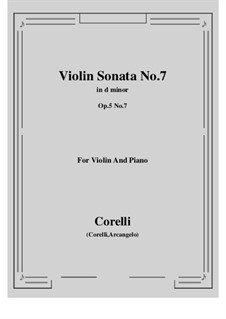 Sonate Nr.7: Bearbeitung für Violine und Klavier by Arcangelo Corelli