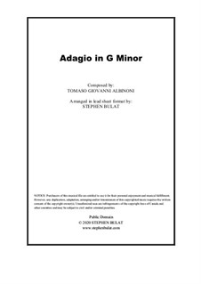 Adagio in g-Moll: Lead sheet by Tomaso Albinoni