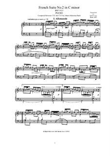 Suite Nr.2 in c-Moll, BWV 813: Für Klavier by Johann Sebastian Bach