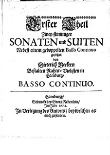 Sonaten und Suiten für zwei Violinen und Basso Continuo – Stimmen: Sonaten und Suiten für zwei Violinen und Basso Continuo – Stimmen by Dietrich Becker