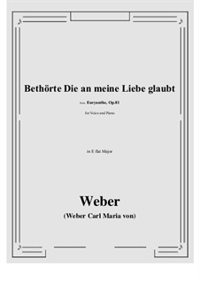 Bethōrte Die an meine Liebe glaubt: E flat Major by Carl Maria von Weber