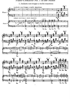 Konzert für Klavier und Orchester Nr.1 in b-Moll, TH 55 Op.23: Version für zwei Klaviere, vierhändig by Pjotr Tschaikowski