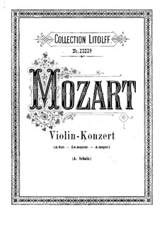 Konzert für Violine und Orchester Nr.5 in A-Dur 'Türkisch', K.219: Bearbeitung für Violine und Klavier by Wolfgang Amadeus Mozart