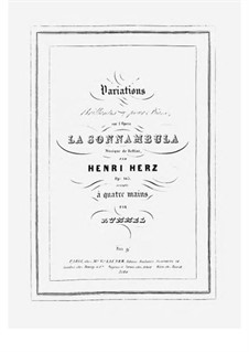 Variationen Brillante über Themen aus 'La Sonnambula' von Bellini, Op.105: Für Klavier, vierhändig by Henri Herz