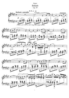 Ballade in Fis-Dur, Op.19: Für Klavier by Gabriel Fauré