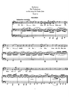 Sechs Variationen, WoO 74: Version für Klavier, vierhändig by Ludwig van Beethoven