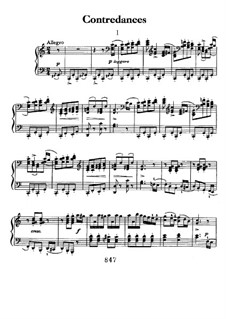 Zwölf Kontretänze für Orchester, WoO 14: Contredanses No.1-3, for piano by Ludwig van Beethoven