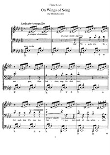 Transkriptionen über Lieder von Mendelssohn, S.547: No.2 On Wings of Song by Franz Liszt