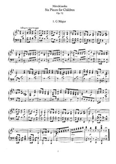 Sechs Kinderstücke, Op.72: Vollsammlung by Felix Mendelssohn-Bartholdy