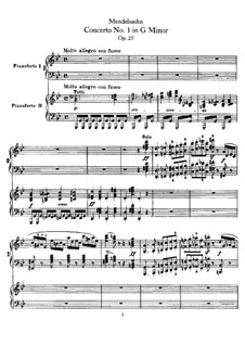 Konzert für Klavier und Orchester Nr.1 in g-Moll, Op.25: Version für zwei Klaviere, vierhändig by Felix Mendelssohn-Bartholdy