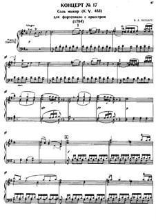 Konzert für Klavier und Orchester Nr.17 in G-Dur, K.453: Bearbeitung für zwei Klaviere, vierhändig by Wolfgang Amadeus Mozart