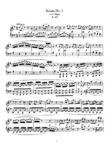 Sonate für Klavier Nr.5 in G-Dur, K.283: Für einen Interpreten by Wolfgang Amadeus Mozart