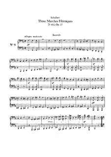 Drei heroische Märsche für Klavier, vierhändig, D.602 Op.27: Erste und zweite Stimme by Franz Schubert