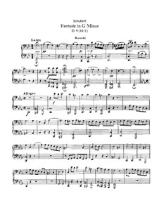 Fantasie für Klavier, vierhändig in g-Moll, D.9: Erste und zweite Stimme by Franz Schubert