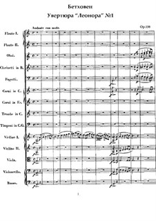 Leonore. Ouvertüre No.1, Op.138: Vollpartitur by Ludwig van Beethoven