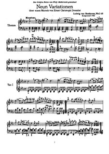 Neun Variationen über Marsch von Dressler, WoO 63: Für Klavier by Ludwig van Beethoven