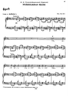 Sechs Romanzen, TH 95 Op.16: No.1 Cradle Song by Pjotr Tschaikowski
